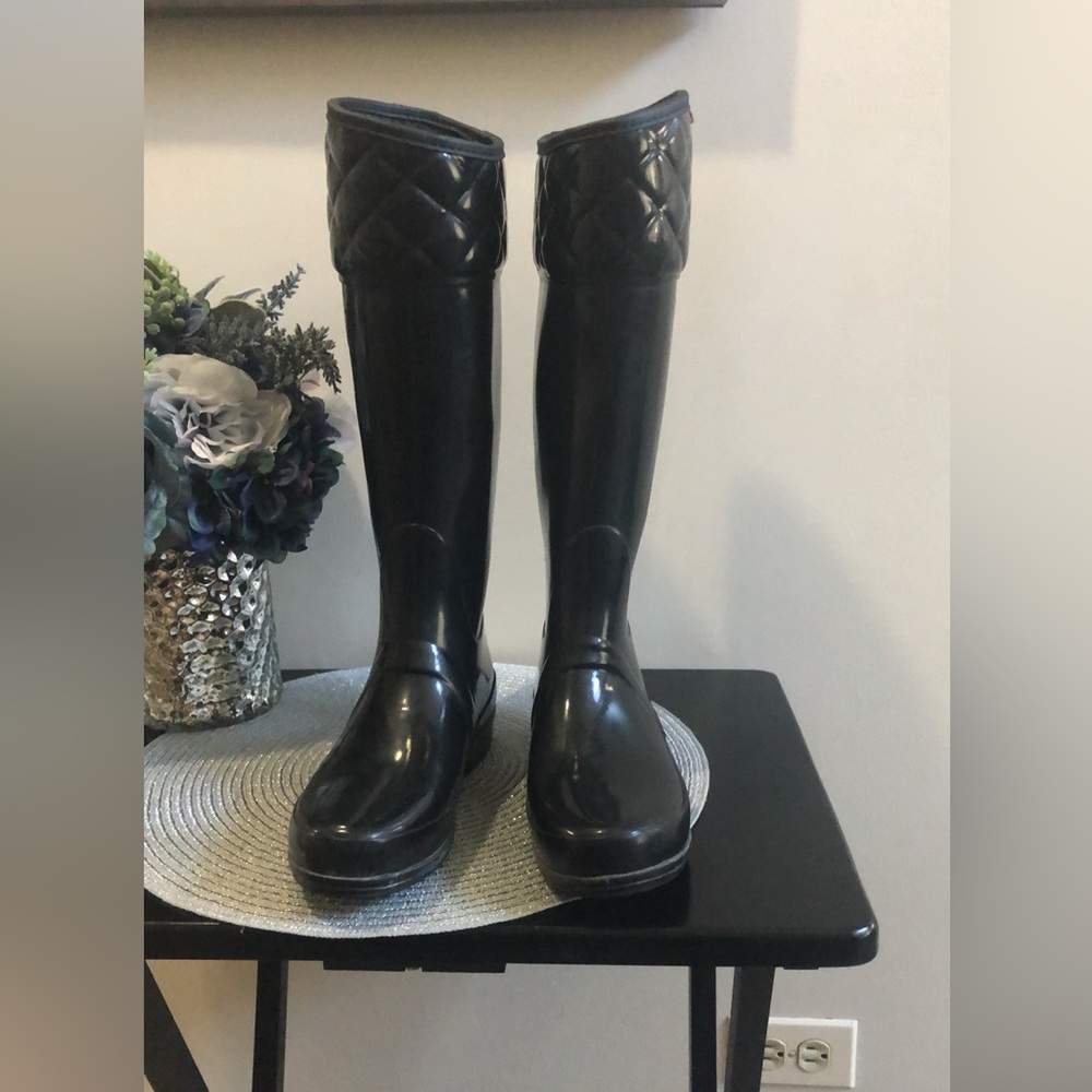 Hunter Black Quilted Winter & Rain Boots